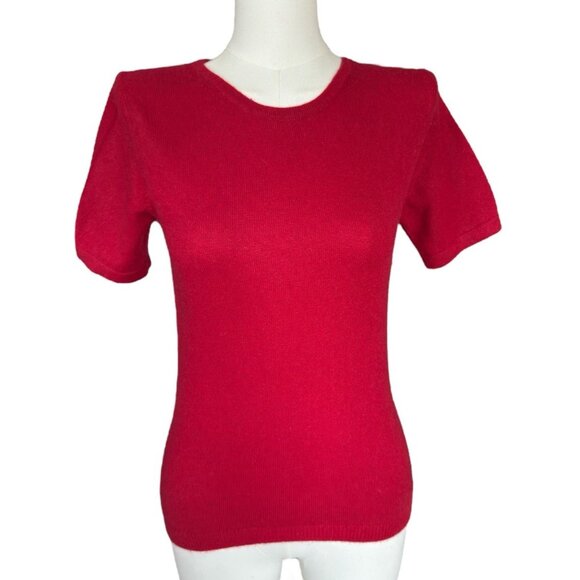 Lord & Taylor Red 100% 2-Ply Cashmere Short Sleeve Pullover Sweater Women's XS - Picture 1 of 8